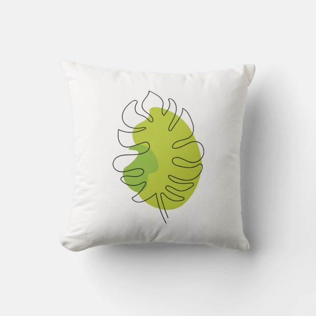 Cute one line art tropical isolated foliage throw pillow (Front)