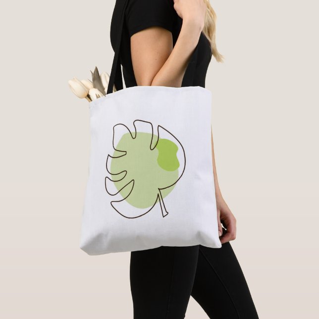 Cute one line art tropical isolated foliage tote bag (Close Up)