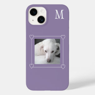 Cute One Photo Dog Single Initial Purple Case-Mate iPhone 14 Case
