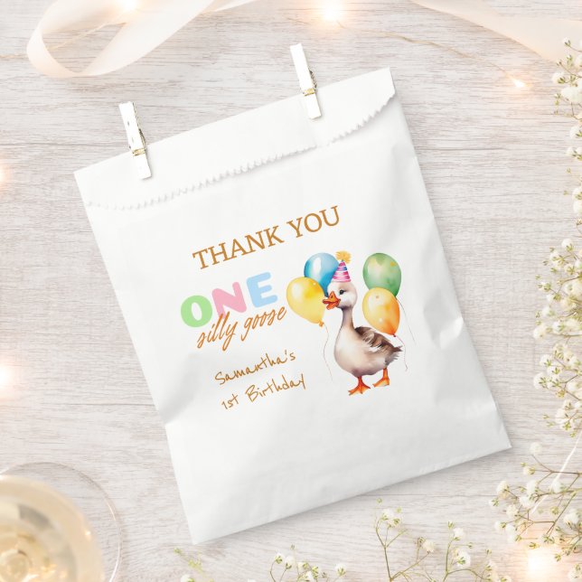 Cute One Silly Goose 1st Birthday Thank You Favour Bag (Clipped)