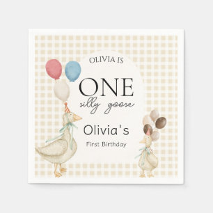 Cute One Silly Goose Birthday Party Napkin