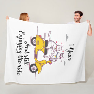 Cute one year Anniversary gift for him & her Fleece Blanket