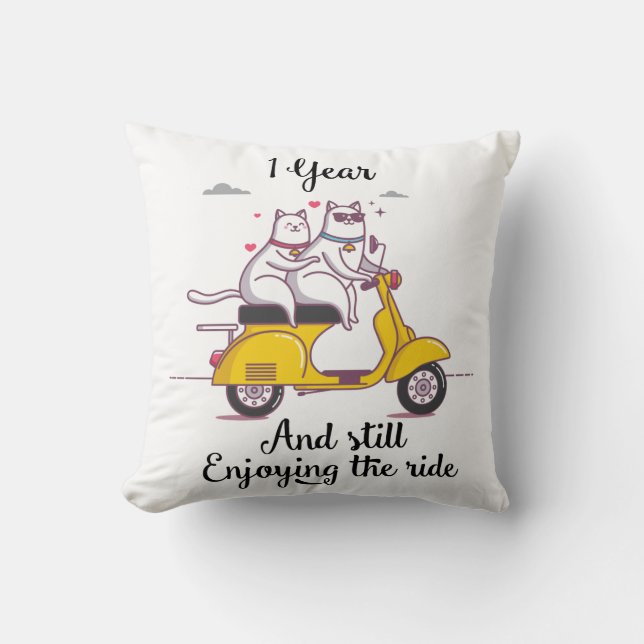 Cute one year Anniversary gift for him & her Throw Pillow (Front)