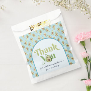 Cute Onederful Avocado 1st Birthday ThankYou Card Favour Bag