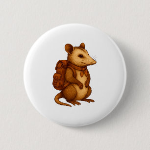 Cute opossum backpacker camping hiker forest 2 inch round button