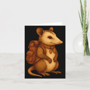 Cute opossum backpacker camping hiker forest card