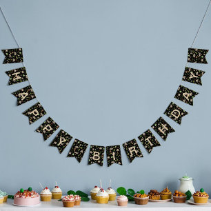 Cute Opossum Dark Botanical Woodland Party Bunting Flags