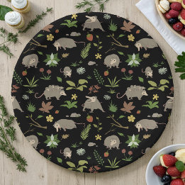 Cute Opossum Dark Botanical Woodland Party Paper Plate