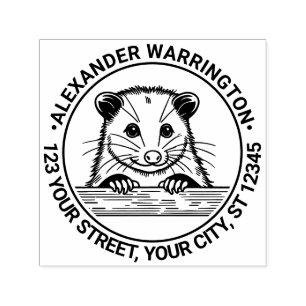 Cute Opossum Head #3 Name Return Address Self-inking Stamp