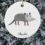 Cute Opossum Personalized Ceramic Ornament<br><div class="desc">A lovely opossum for wildlife and animal lovers. Change or remove the text to personalize.  Original art by Nic Squirrell.</div>