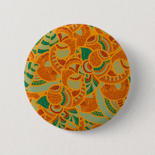Cute orange abstract seamless flowers 2 inch round button