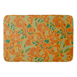 Cute orange abstract seamless flowers bath mat
