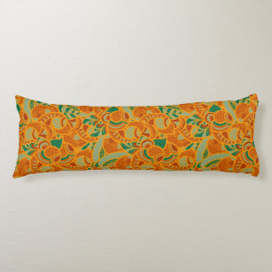 Cute orange abstract seamless flowers ceramic tile body pillow