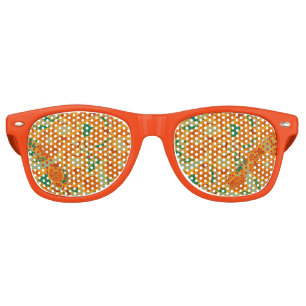 Cute orange abstract seamless flowers ceramic tile retro sunglasses