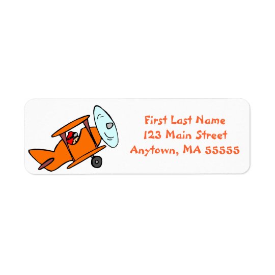Cute Orange Airplane Address Labels