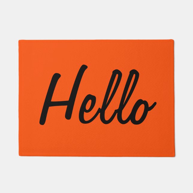 Cute Orange and Black | Hello Doormat (Front)