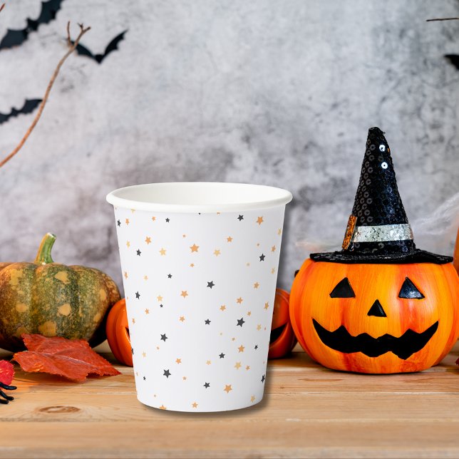 Cute Orange and Black Star Pattern Halloween  Paper Cups (Creator Uploaded)