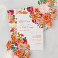 Cute Orange and Bright Pink Floral Bridal Shower