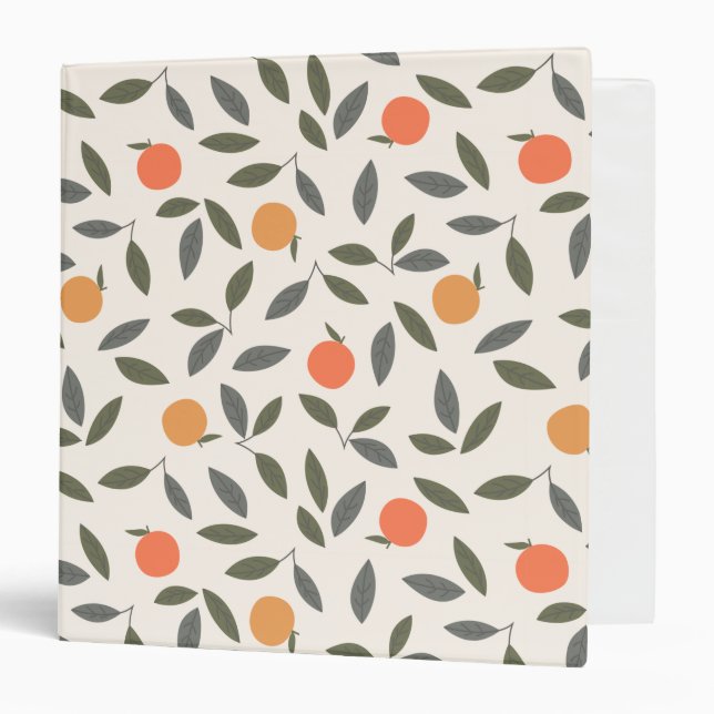 Cute Orange and Leaves Pattern Binder (Front/Inside)