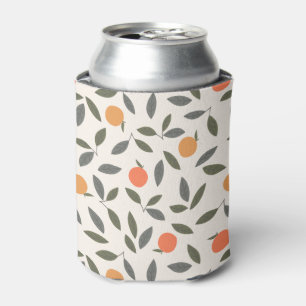 Cute Orange and Leaves Pattern Can Cooler