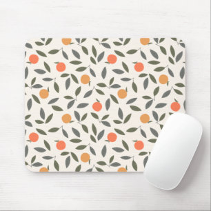 Cute Orange and Leaves Pattern Mouse Pad