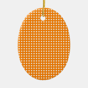 Cute Orange and White Geometric Pattern Ceramic Ornament