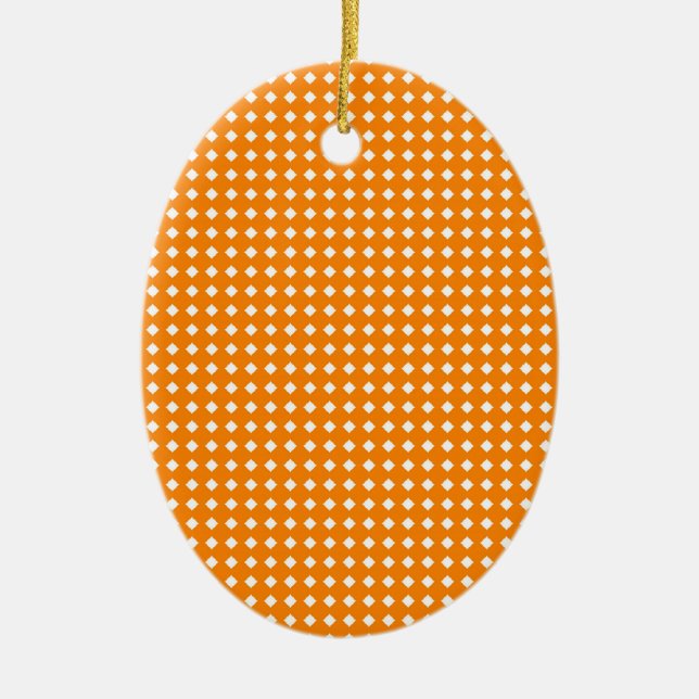 Cute Orange and White Geometric Pattern Ceramic Ornament (Front)