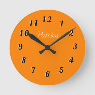Cute Orange and White Personalized Wall Clock