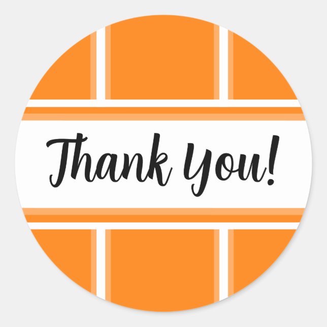 Cute Orange and White Thank You Classic Round Sticker (Front)