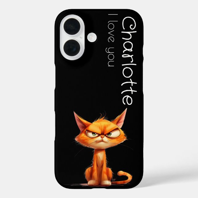 Cute orange angry cartoon cats name  Case-Mate iPhone case (Back)