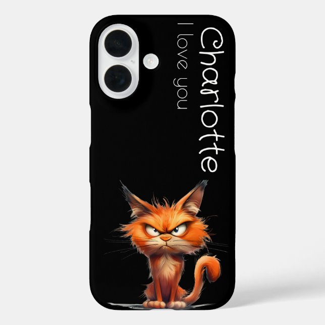 Cute orange angry cartoon cats name  Case-Mate iPhone case (Back)