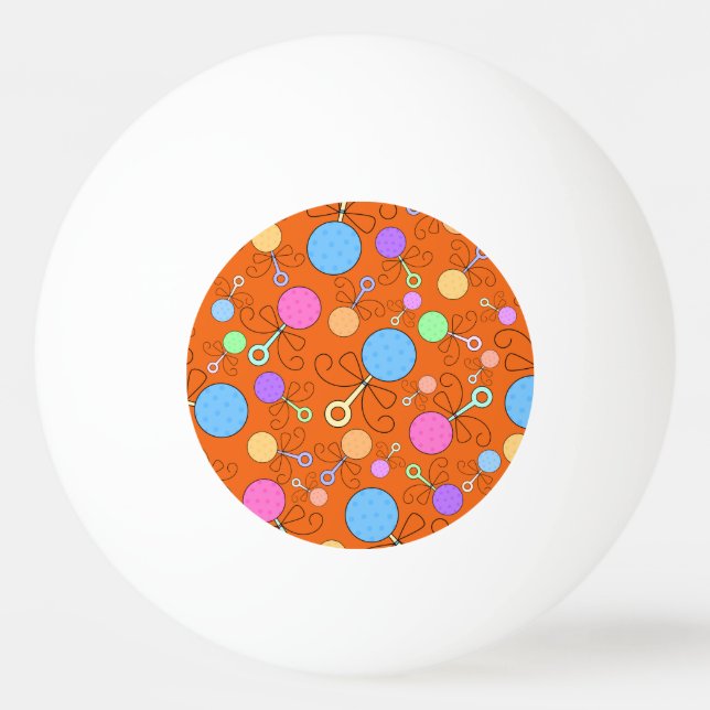 Cute orange baby rattle pattern ping pong ball (Front)