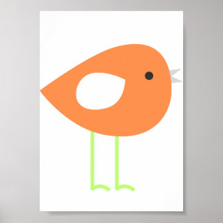 Cute Orange Bird Poster