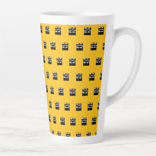 Cute Orange, Black and White Bold Squares Pattern  Latte Mug