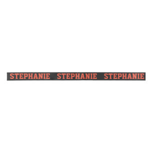 Cute Orange & Black Custom Name Satin Ribbon