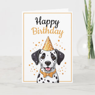 Cute Orange & Black Dalmatian Pup Birthday Card