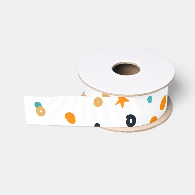 Cute Orange Black Green Fun Halloween Grosgrain Ribbon (Spool)