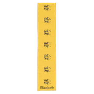 Cute Orange, black Silhouette Celebration Short Table Runner