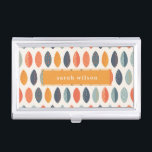 Cute Orange Blue Custom Leafy Botanical Pattern Business Card Holder<br><div class="desc">If you need any further customization please feel free to message me on yellowfebstudio@gmail.com.</div>