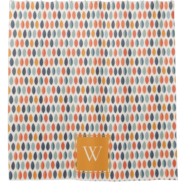 Cute Orange Blue Leafy Botanical Monogram Pattern (Front)