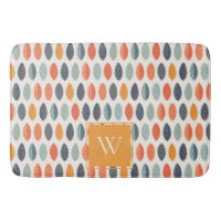 Cute Orange Blue Leafy Botanical Monogram Pattern