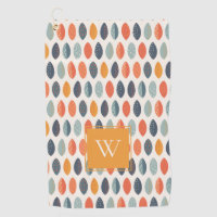 Cute Orange Blue Leafy Botanical Monogram Pattern