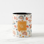Cute Orange Blue Spring Rainbow Clouds Pattern Two-Tone Coffee Mug<br><div class="desc">If you need any further customization please feel free to message me on yellowfebstudio@gmail.com.</div>