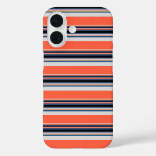 Cute orange blue stripes iPhone 16 case