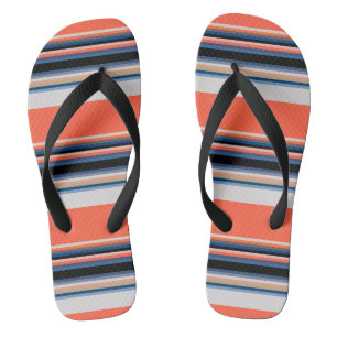 Cute orange blue stripes flip flops