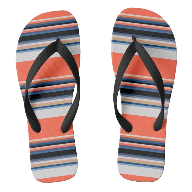 Cute orange blue stripes flip flops (Footbed)