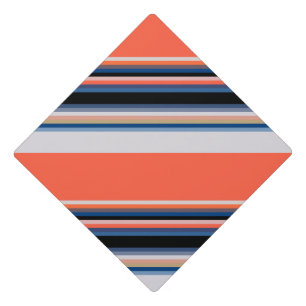 Cute orange blue stripes graduation cap topper