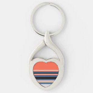 Cute orange blue stripes keychain