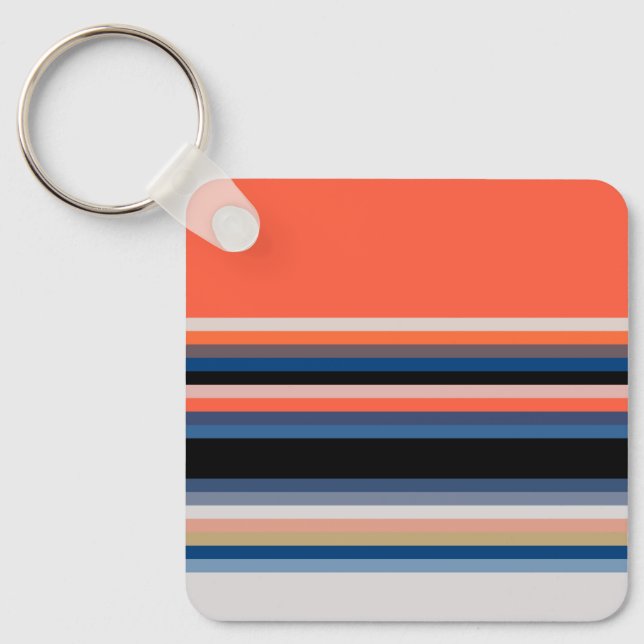 Cute orange blue stripes keychain (Front)