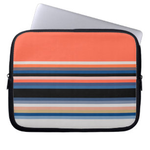 Cute orange blue stripes laptop sleeve